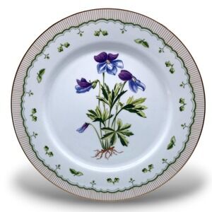 Georges Briard Victorian Garden 12" Chop Plate Purple Pansy Floral Gold Trim